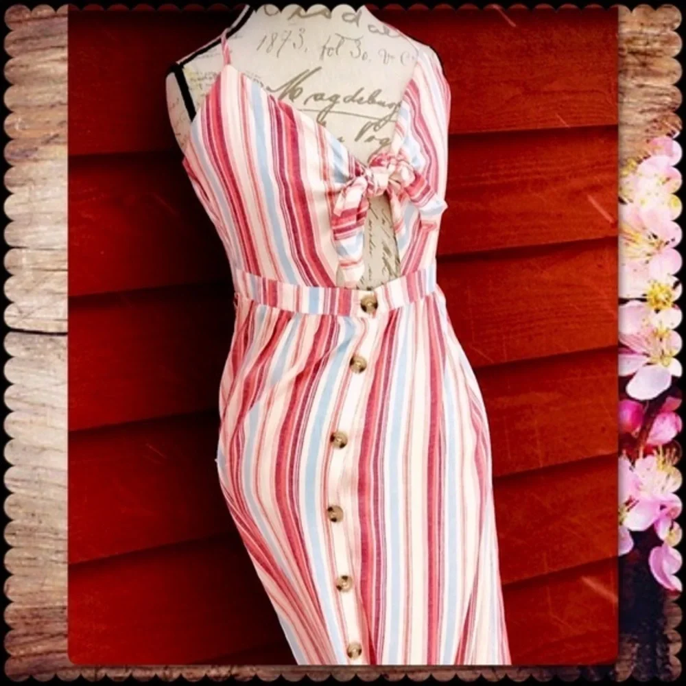 CUT-OUT FRONT BUTTON DOWN RAYON MAXI DRESS SMALL